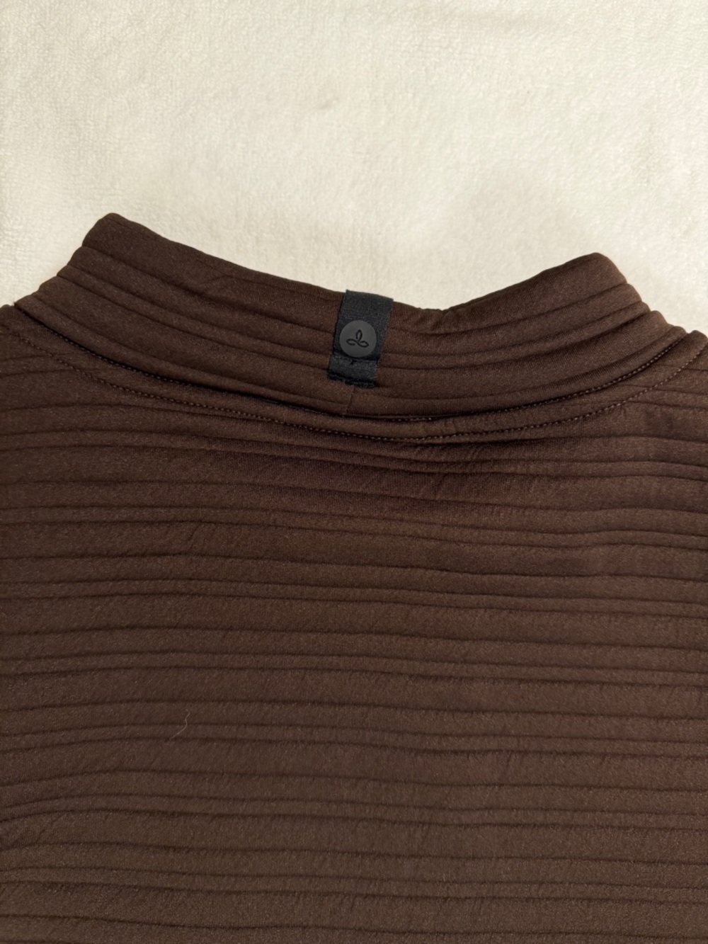 prAna Ribbed Cropped Mock Neck Pullover Brown Long Sleeve Size M - Picture 4 of 5